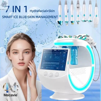 2025 Newest Profession 7 In 1 Smart Facial Cleansing Skin Analyze Deep Pore Vacuum Lift Anti-aging Beauty Machine Ice Blue Ai-TechWorld 