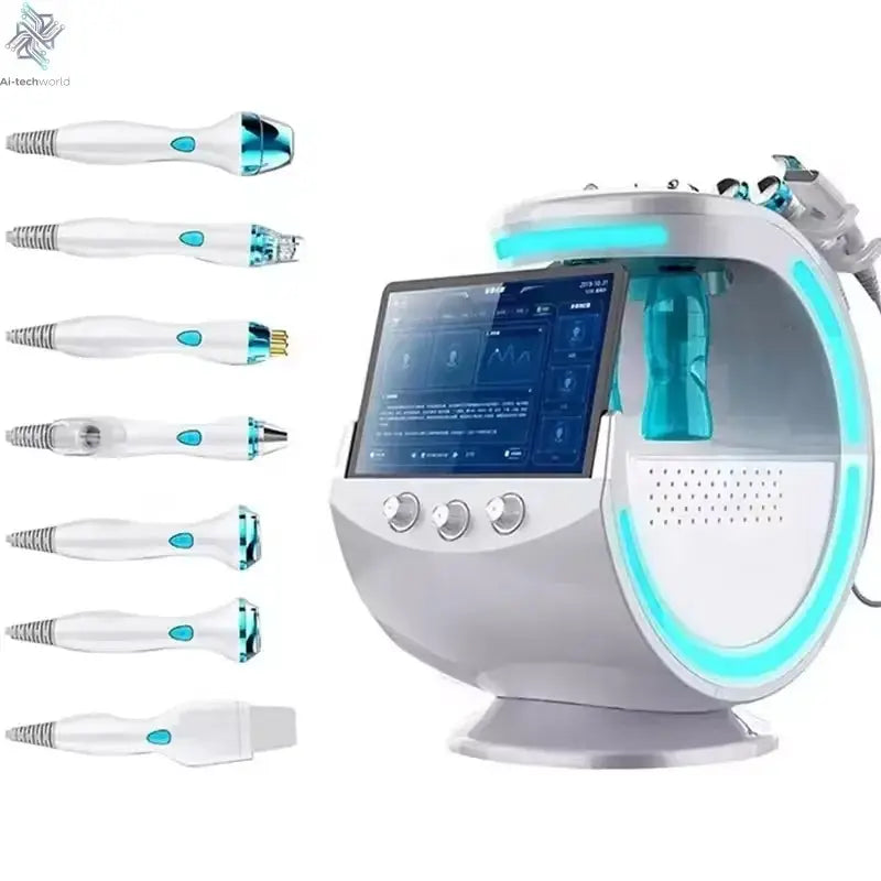 2025 Newest Profession 7 In 1 Smart Facial Cleansing Skin Analyze Deep Pore Vacuum Lift Anti-aging Beauty Machine Ice Blue Ai-TechWorld 