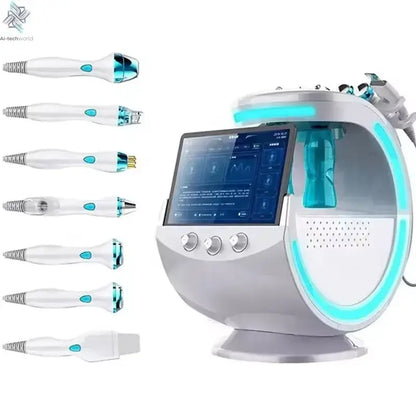 2025 Newest Profession 7 In 1 Smart Facial Cleansing Skin Analyze Deep Pore Vacuum Lift Anti-aging Beauty Machine Ice Blue Ai-TechWorld 