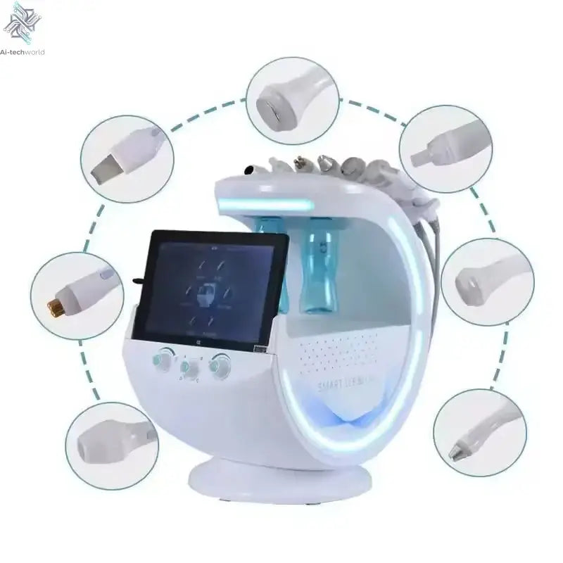 2025 Newest Profession 7 In 1 Smart Facial Cleansing Skin Analyze Deep Pore Vacuum Lift Anti-aging Beauty Machine Ice Blue Ai-TechWorld 