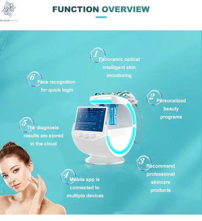 2025 Newest Profession 7 In 1 Smart Facial Cleansing Skin Analyze Deep Pore Vacuum Lift Anti-aging Beauty Machine Ice Blue Ai-TechWorld 