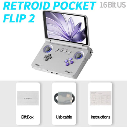 2025 Retroid Pocket Flip2 Retro Handheld Game Console Android13 5.5 Inch AMOLED Touch Screen Video Player Wifi Bluetooth PSP PS2 Ai-TechWorld 