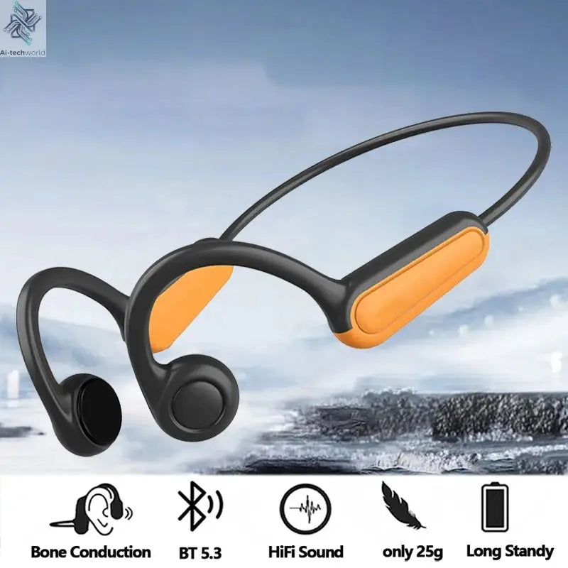 2025 True Bone Conduction Earphones Bluetooth 5.3 Sports Wireless Headphones Ear Hook Waterproof Headset for Running Driving Ai-TechWorld 