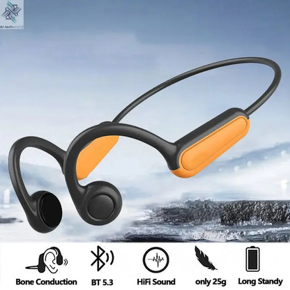 2025 True Bone Conduction Earphones Bluetooth 5.3 Sports Wireless Headphones Ear Hook Waterproof Headset for Running Driving Ai-TechWorld 