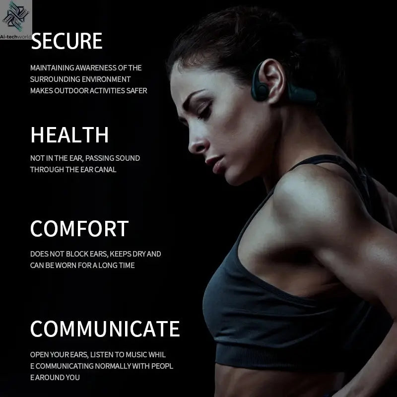 2025 True Bone Conduction Earphones Bluetooth 5.3 Sports Wireless Headphones Ear Hook Waterproof Headset for Running Driving Ai-TechWorld 