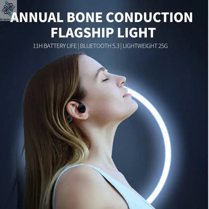 2025 True Bone Conduction Earphones Bluetooth 5.3 Sports Wireless Headphones Ear Hook Waterproof Headset for Running Driving Ai-TechWorld 