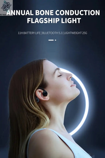 2025 True Bone Conduction Earphones Bluetooth 5.3 Sports Wireless Headphones Ear Hook Waterproof Headset for Running Driving Ai-TechWorld 
