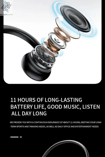 2025 True Bone Conduction Earphones Bluetooth 5.3 Sports Wireless Headphones Ear Hook Waterproof Headset for Running Driving Ai-TechWorld 