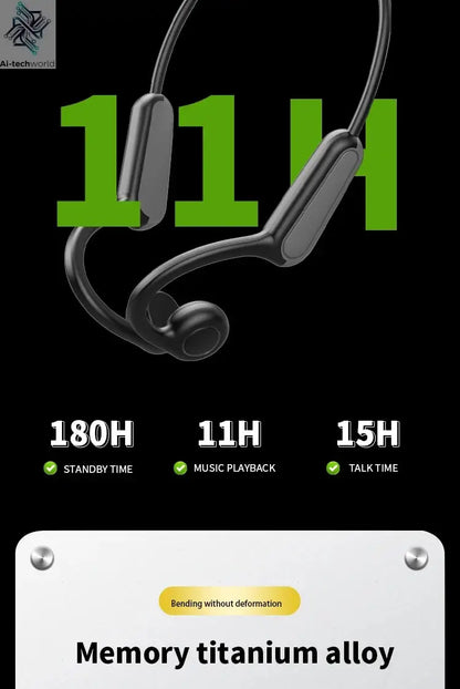 2025 True Bone Conduction Earphones Bluetooth 5.3 Sports Wireless Headphones Ear Hook Waterproof Headset for Running Driving Ai-TechWorld 