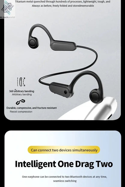 2025 True Bone Conduction Earphones Bluetooth 5.3 Sports Wireless Headphones Ear Hook Waterproof Headset for Running Driving Ai-TechWorld 