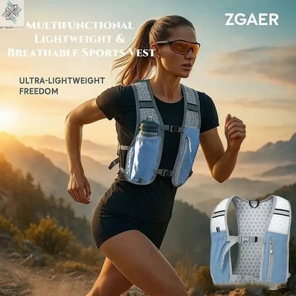 2025 new Biking Running Storage Vest Lightweight Running Vest Reflective Hydration Water Chest Pack With Phone Storage Pocket Ai-TechWorld 