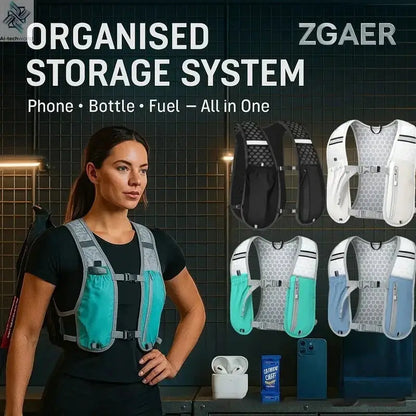 2025 new Biking Running Storage Vest Lightweight Running Vest Reflective Hydration Water Chest Pack With Phone Storage Pocket Ai-TechWorld 