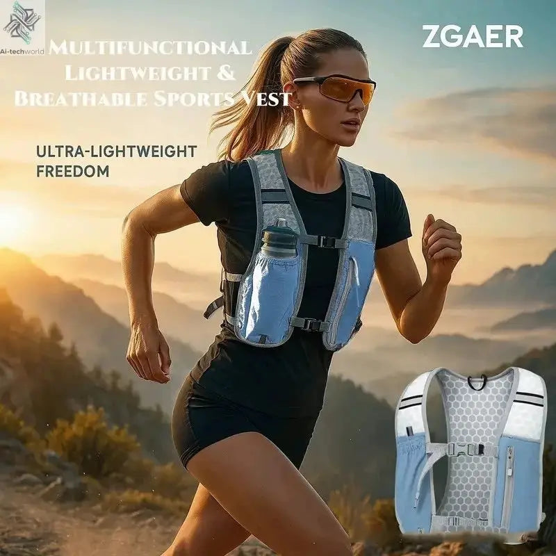 2025 new Biking Running Storage Vest Lightweight Running Vest Reflective Hydration Water Chest Pack With Phone Storage Pocket Ai-TechWorld 