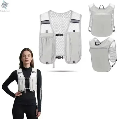 2025 new Biking Running Storage Vest Lightweight Running Vest Reflective Hydration Water Chest Pack With Phone Storage Pocket Ai-TechWorld 