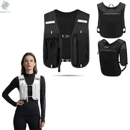 2025 new Biking Running Storage Vest Lightweight Running Vest Reflective Hydration Water Chest Pack With Phone Storage Pocket Ai-TechWorld 