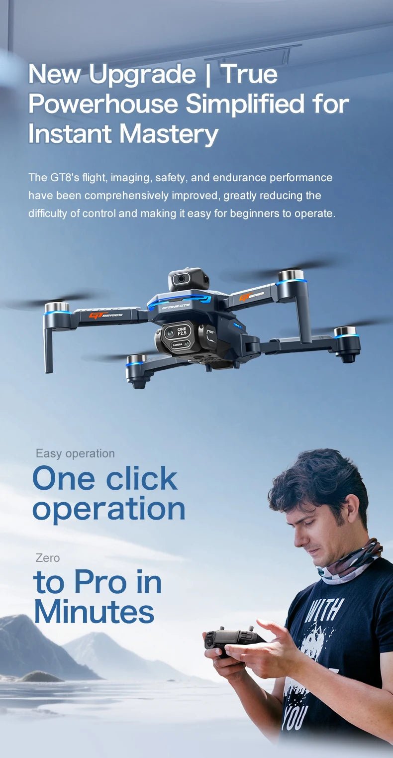 2025 New GT8 Drone GPS 8K Professional HD 360° Dual Cameras 5G WIFI Brushless Motors Obstacle Avoidance Foldable Quadcopter Toys Ai-TechWorld