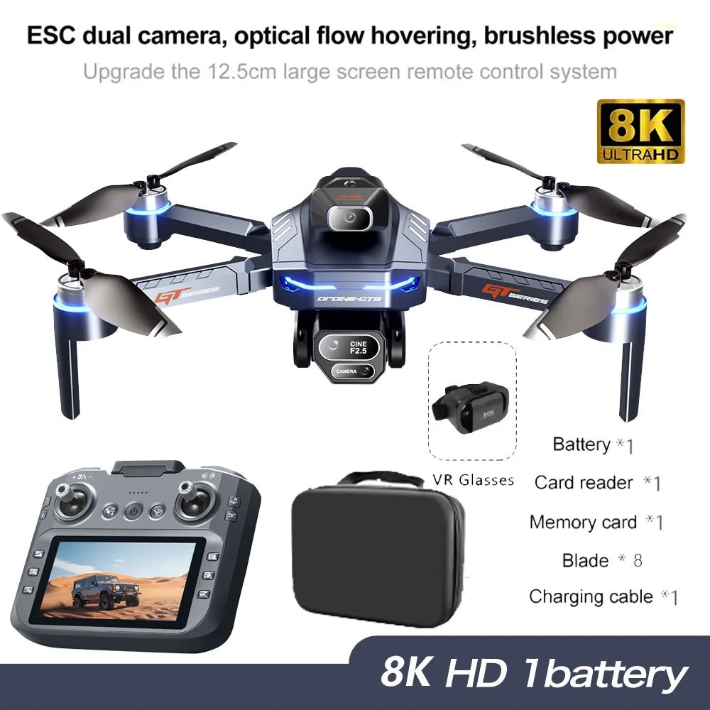 2025 New GT8 Drone GPS 8K Professional HD 360° Dual Cameras 5G WIFI Brushless Motors Obstacle Avoidance Foldable Quadcopter Toys Ai-TechWorld