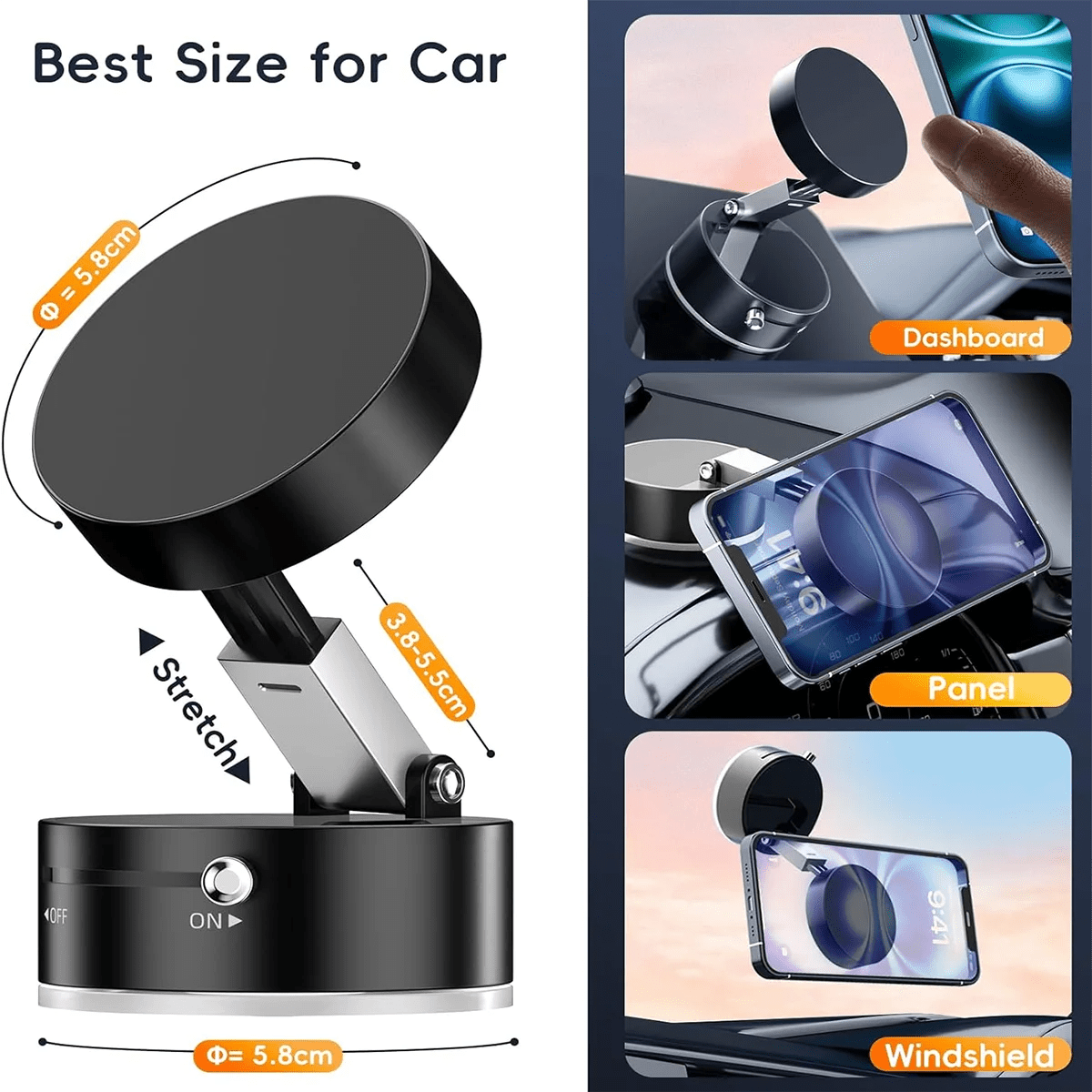 360-Degree Magnetic Car Phone Holder with Suction Cup - 2025 Model Ai-TechWorld