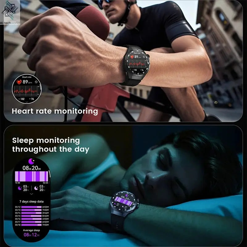 2025New For Android and ios Smart Watch Men AMOLED Screen GPS Motion trajectory Heart Rate Bluetooth Calls SmartWatch Waterproof Ai-TechWorld 