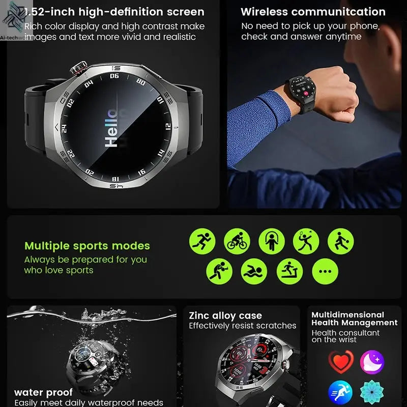 2025New For Android and ios Smart Watch Men AMOLED Screen GPS Motion trajectory Heart Rate Bluetooth Calls SmartWatch Waterproof Ai-TechWorld 