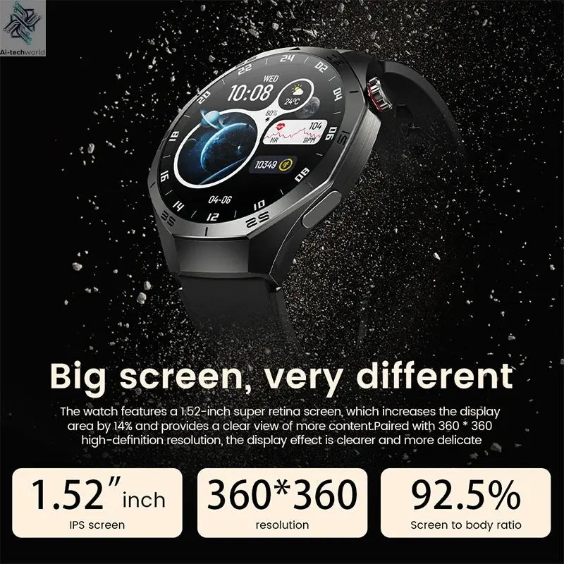2025New For Android and ios Smart Watch Men AMOLED Screen GPS Motion trajectory Heart Rate Bluetooth Calls SmartWatch Waterproof Ai-TechWorld 