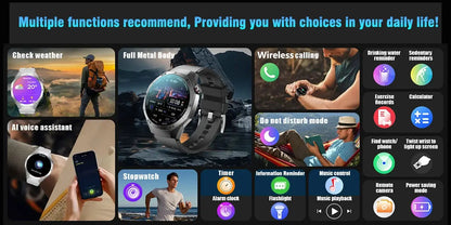2025New For Android and ios Smart Watch Men AMOLED Screen GPS Motion trajectory Heart Rate Bluetooth Calls SmartWatch Waterproof Ai-TechWorld 