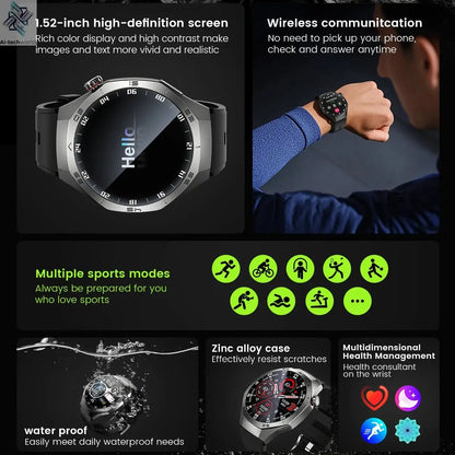 2025New For Android and ios Smart Watch Men AMOLED Screen GPS Motion trajectory Heart Rate Bluetooth Calls SmartWatch Waterproof Ai-TechWorld 