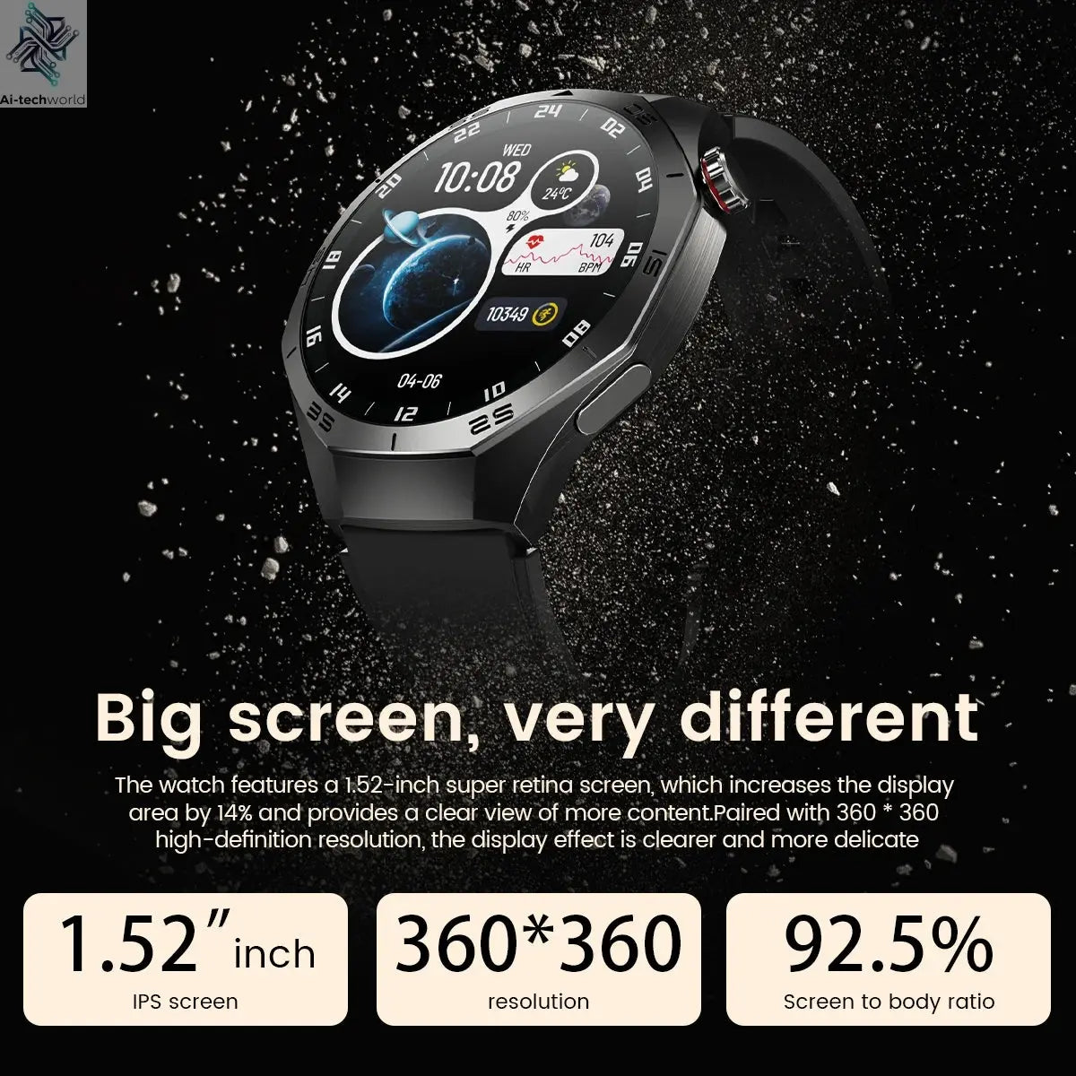 2025New For Android and ios Smart Watch Men AMOLED Screen GPS Motion trajectory Heart Rate Bluetooth Calls SmartWatch Waterproof Ai-TechWorld 