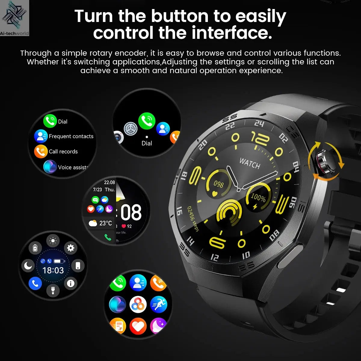 2025New For Android and ios Smart Watch Men AMOLED Screen GPS Motion trajectory Heart Rate Bluetooth Calls SmartWatch Waterproof Ai-TechWorld 