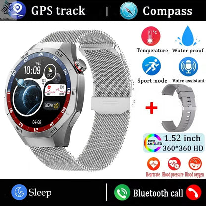 2025New For Android and ios Smart Watch Men AMOLED Screen GPS Motion trajectory Heart Rate Bluetooth Calls SmartWatch Waterproof Ai-TechWorld 