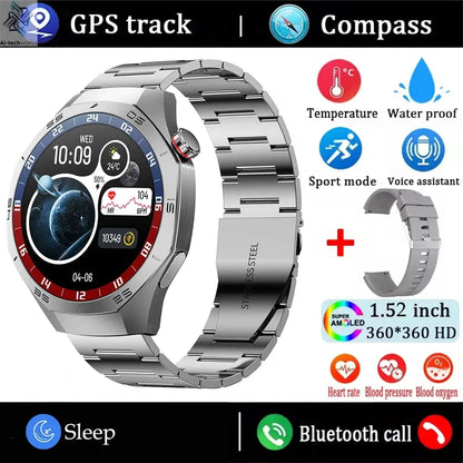 2025New For Android and ios Smart Watch Men AMOLED Screen GPS Motion trajectory Heart Rate Bluetooth Calls SmartWatch Waterproof Ai-TechWorld 