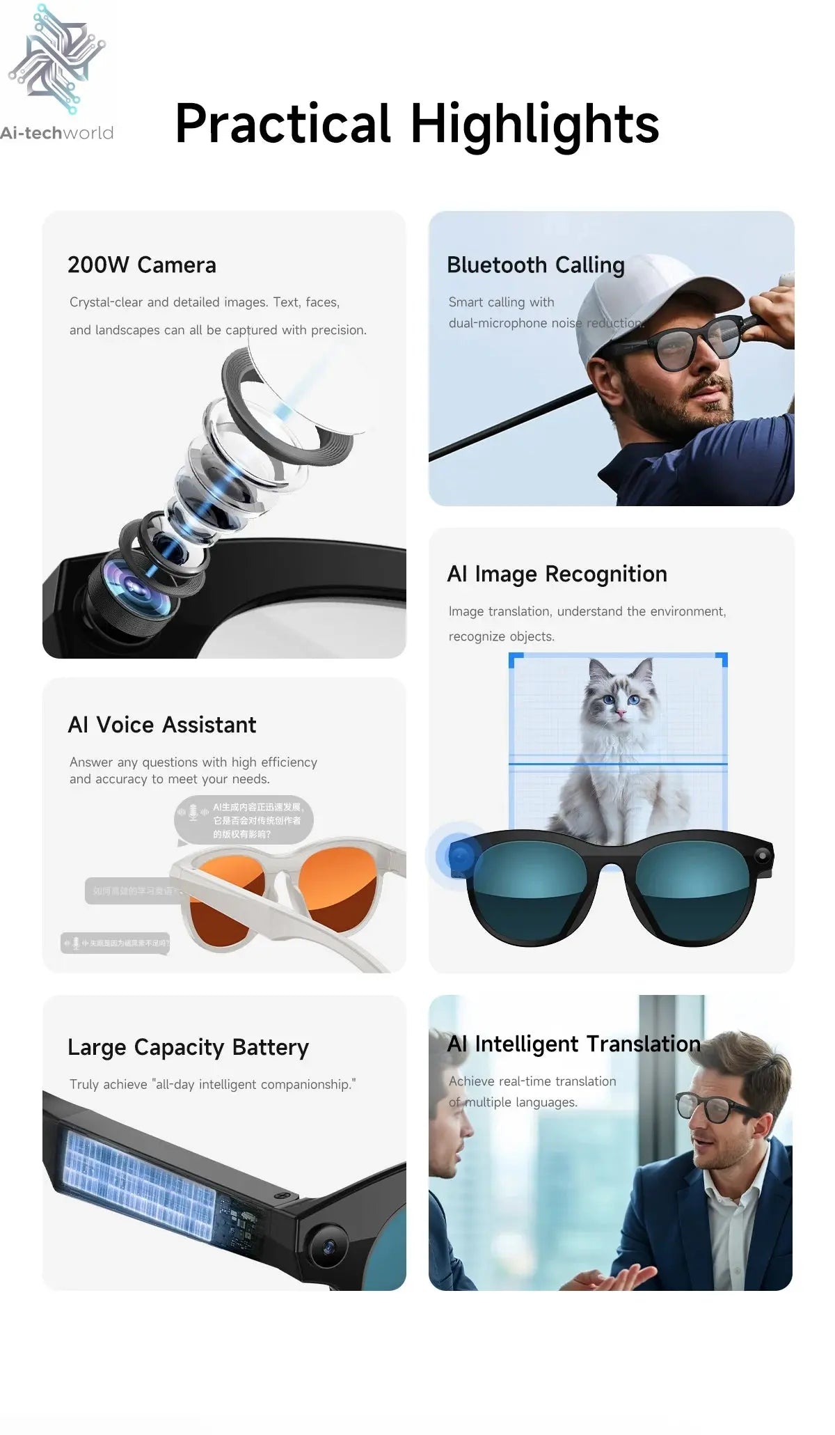 2025Xiaomi Mijia 4K HD Color Changing AI Smart Glasses Chat HD Camera Bluetooth Call Voice Assistant Control Smart Glasses Gift Ai-TechWorld 