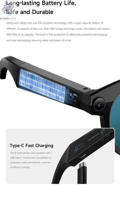 2025Xiaomi Mijia 4K HD Color Changing AI Smart Glasses Chat HD Camera Bluetooth Call Voice Assistant Control Smart Glasses Gift Ai-TechWorld 