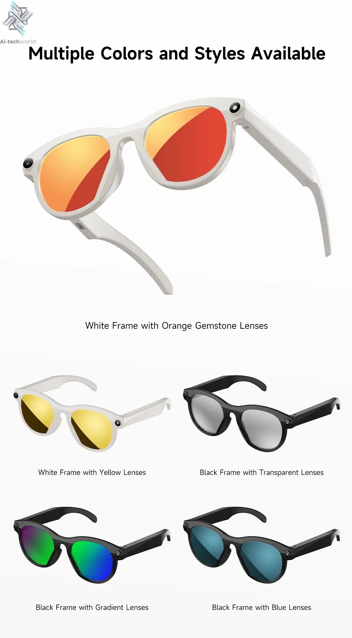 2025Xiaomi Mijia 4K HD Color Changing AI Smart Glasses Chat HD Camera Bluetooth Call Voice Assistant Control Smart Glasses Gift Ai-TechWorld 
