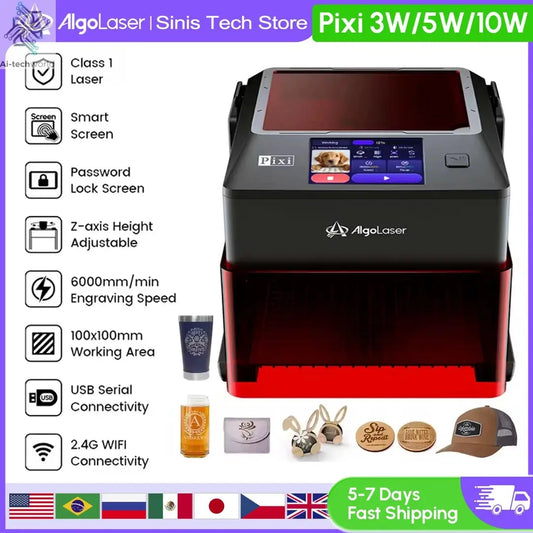 2026 NEW Algolaser Pixi Laser Engraving Portable Covered 3.5"Touch Screen Business Engraving Machine Customized Artwork Tool Ai-TechWorld 