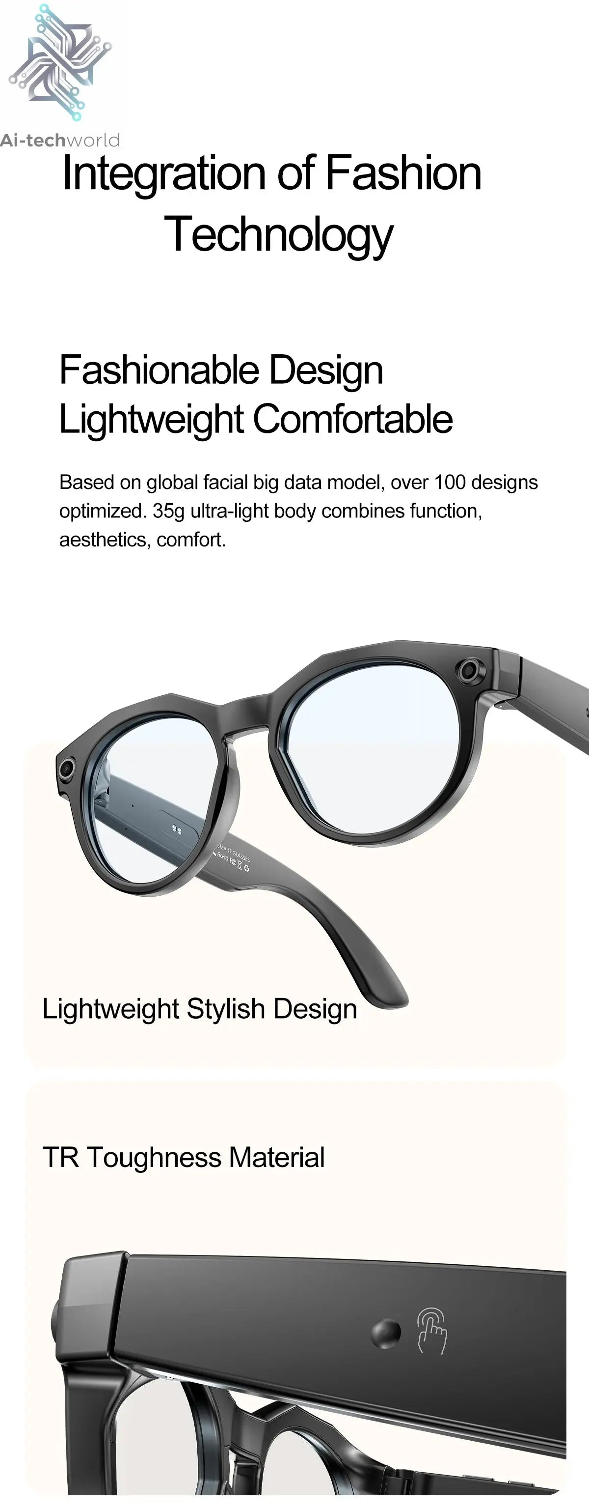 2026 New 4K HD AI Smart Glasses Men 800W Pixel Camera Bluetooth Call 4GB WIFI Transmission Voice Assistant Smart Glasses Women Ai-TechWorld 