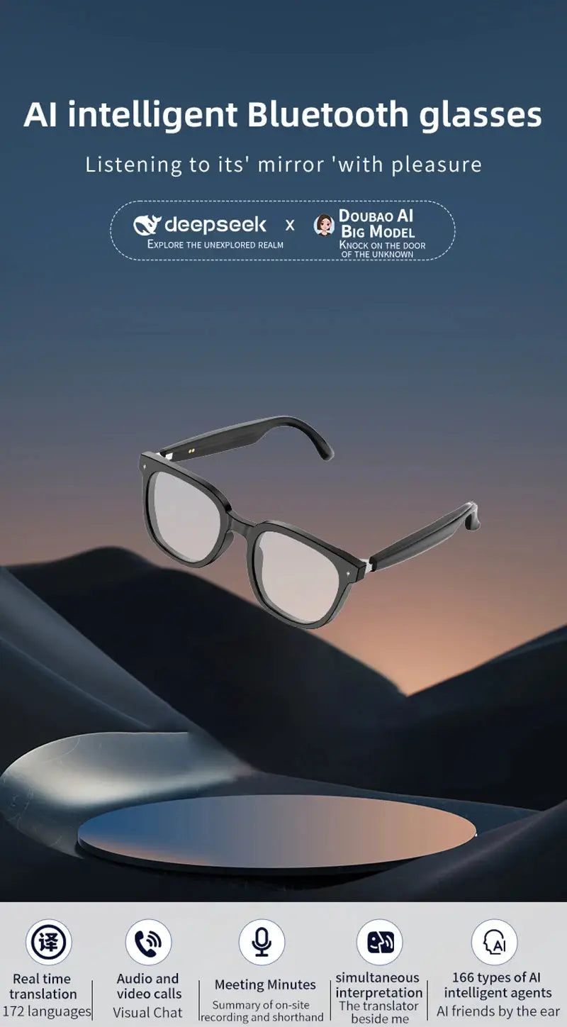 2026 New AI Intelligent Translation Glasses Touchscreen Sunglasses Smart Bluetooth Glasses Listen To Music Voice Call Ai-TechWorld 