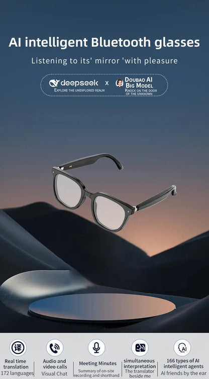 2026 New AI Intelligent Translation Glasses Touchscreen Sunglasses Smart Bluetooth Glasses Listen To Music Voice Call Ai-TechWorld 