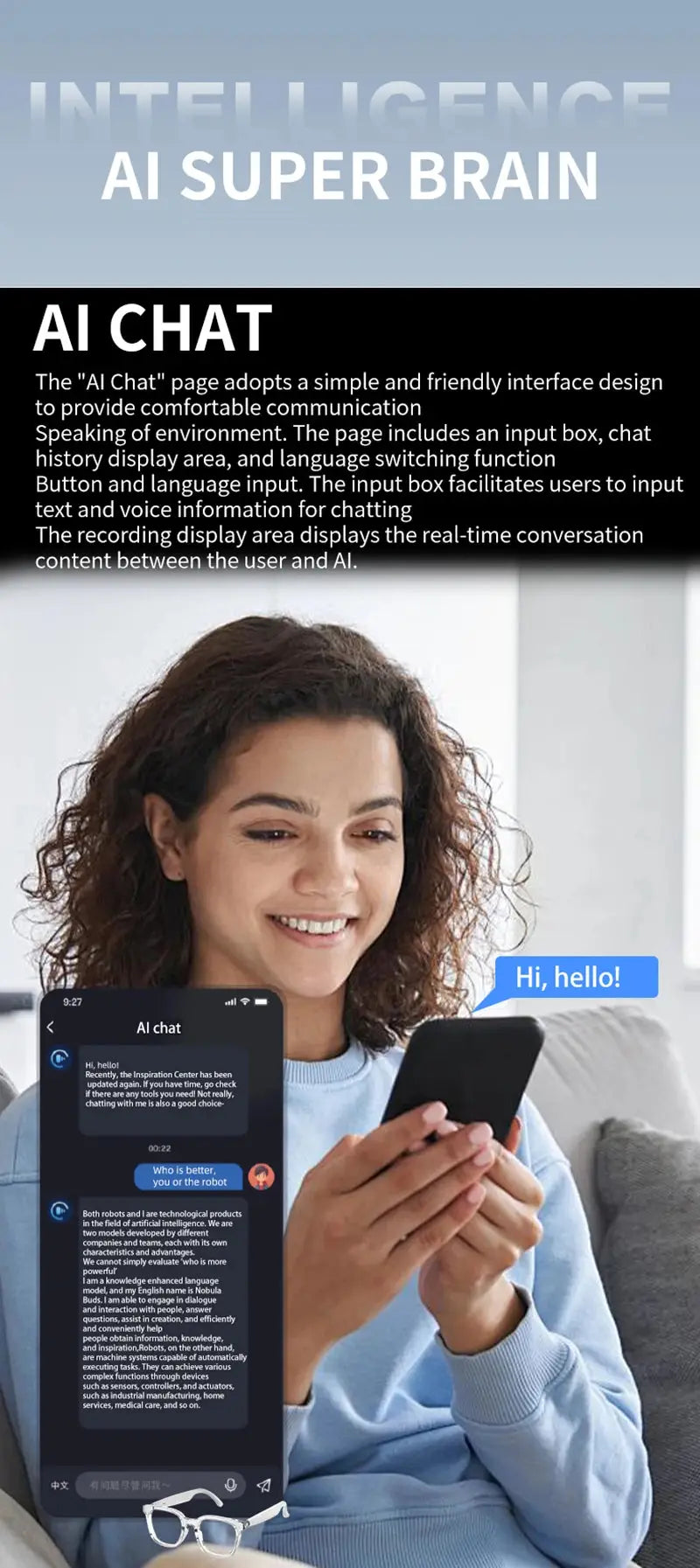 2026 New AI Intelligent Translation Glasses Touchscreen Sunglasses Smart Bluetooth Glasses Listen To Music Voice Call Ai-TechWorld 
