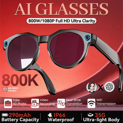 2026New 8K HD AI Smart Glasses 800MP Camera Bluetooth Call 290Mah ChatGPT Video Recording Voice Assistant Control Sunglasses Men - Ai-TechWorld