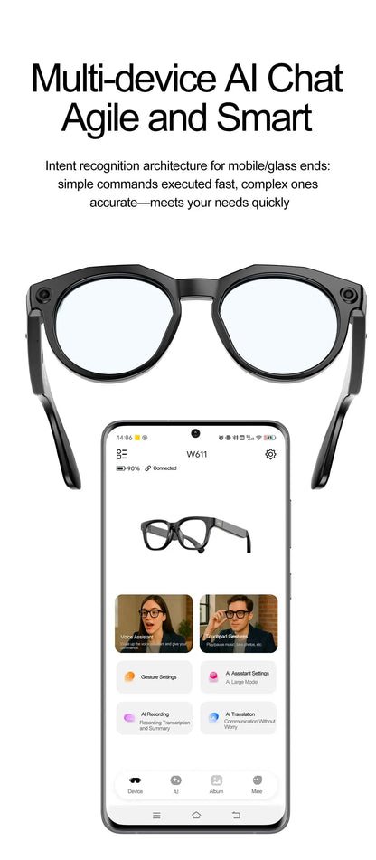 2026New 8K HD AI Smart Glasses 800MP Camera Bluetooth Call 290Mah ChatGPT Video Recording Voice Assistant Control Sunglasses Men - Ai-TechWorld