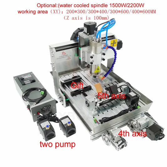2200W 5 Axis Metal Engraving machine 6040 4 Axis CNC Router 3040 PCB Engraving 3020 Drilling and Milling Machine  With Sink Ai-TechWorld