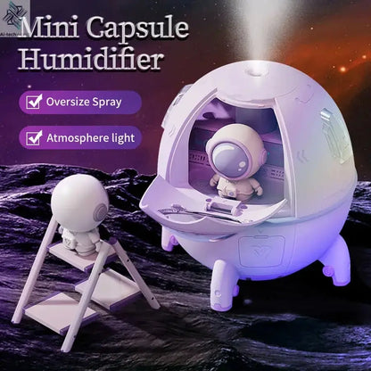 220mL Space Capsule Air Humidifier USB Plug in Rechargeable Mist Aromatherapy Water Diffuser 7 Colors Atmosphere Light Ai-TechWorld 