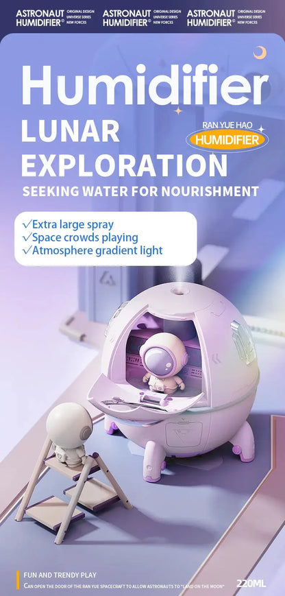 220mL Space Capsule Air Humidifier USB Plug in Rechargeable Mist Aromatherapy Water Diffuser 7 Colors Atmosphere Light Ai-TechWorld 