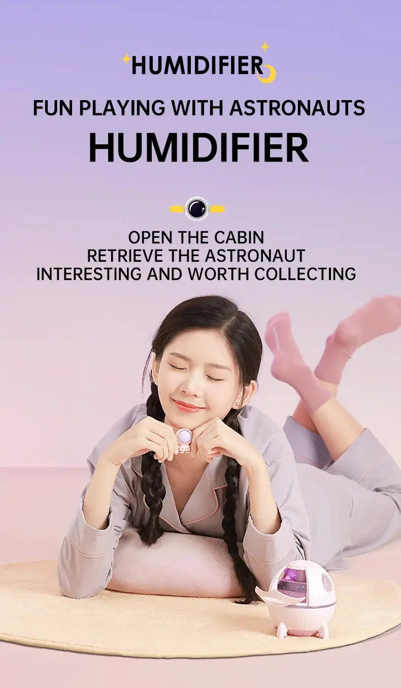 220mL Space Capsule Air Humidifier USB Plug in Rechargeable Mist Aromatherapy Water Diffuser 7 Colors Atmosphere Light Ai-TechWorld 