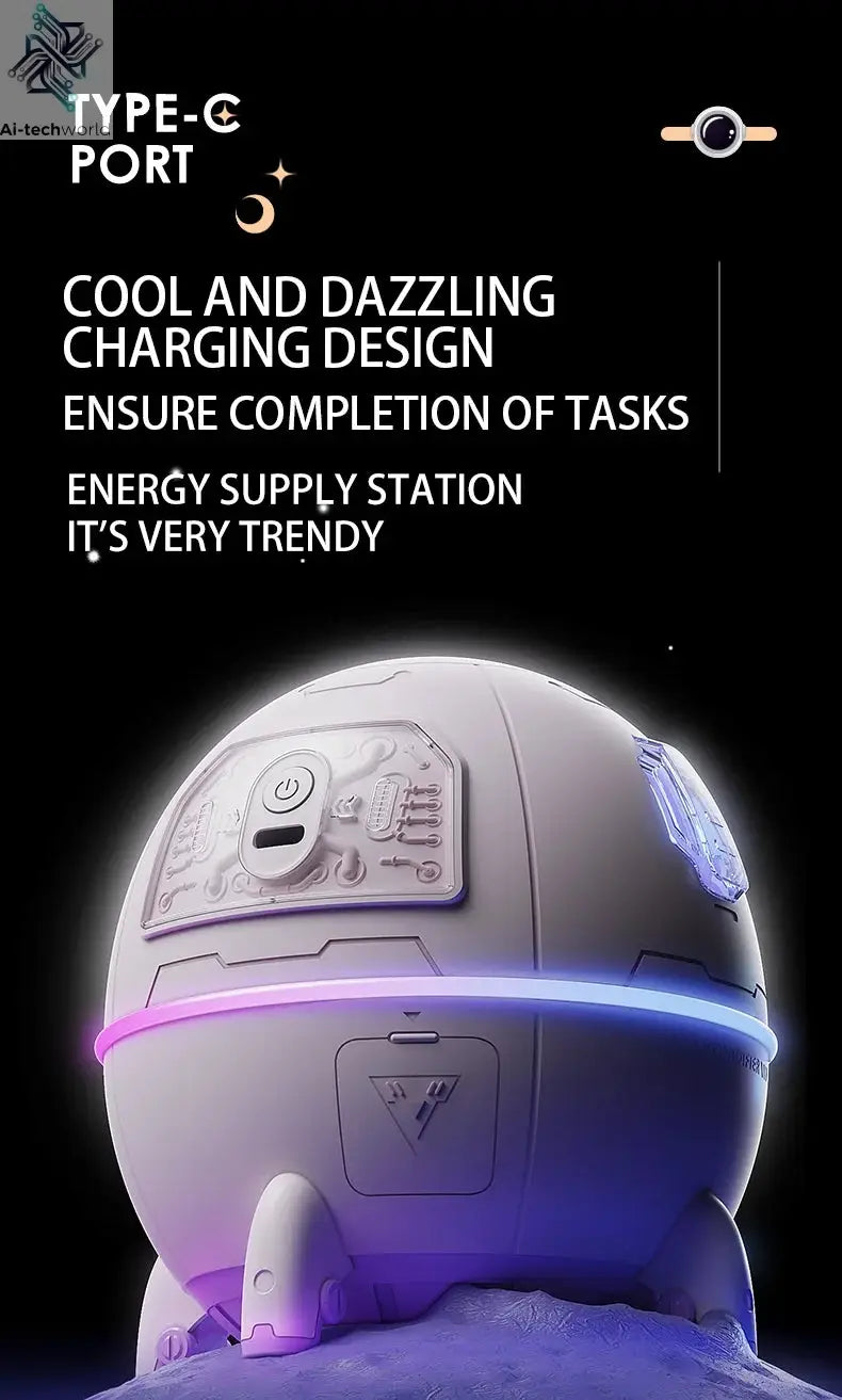 220mL Space Capsule Air Humidifier USB Plug in Rechargeable Mist Aromatherapy Water Diffuser 7 Colors Atmosphere Light Ai-TechWorld 