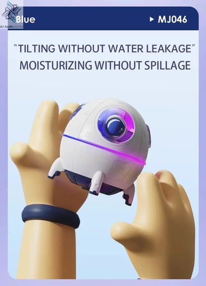 220mL Space Capsule Air Humidifier USB Plug in Rechargeable Mist Aromatherapy Water Diffuser 7 Colors Atmosphere Light Ai-TechWorld 