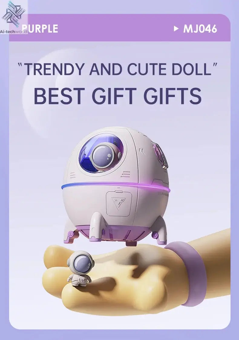 220mL Space Capsule Air Humidifier USB Plug in Rechargeable Mist Aromatherapy Water Diffuser 7 Colors Atmosphere Light Ai-TechWorld 