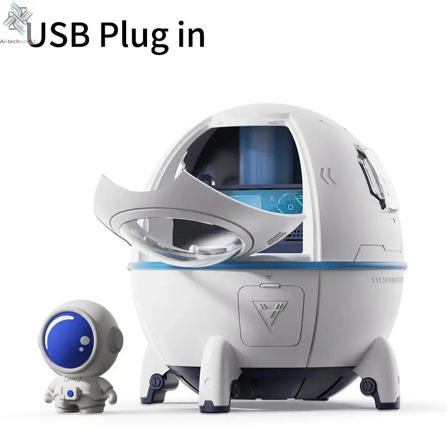 220mL Space Capsule Air Humidifier USB Plug in Rechargeable Mist Aromatherapy Water Diffuser 7 Colors Atmosphere Light Ai-TechWorld 