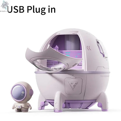 220mL Space Capsule Air Humidifier USB Plug in Rechargeable Mist Aromatherapy Water Diffuser 7 Colors Atmosphere Light Ai-TechWorld 